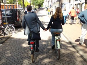 Riding along a canal